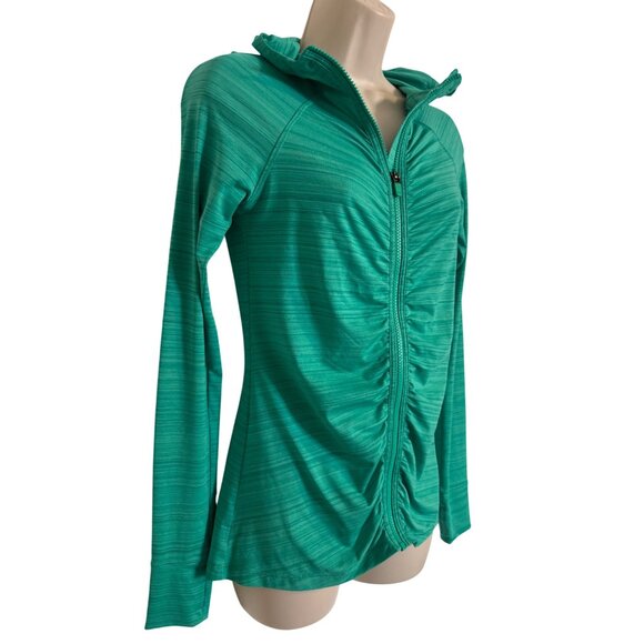 Athleta Circuit Full Zip Size XS Green Hoodie Long Sleeve Thumb Holes EUC - Picture 5 of 7